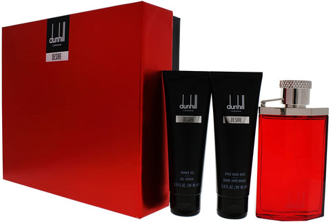 dunhil desire red gift box with perfume, shower gel and after shave balm