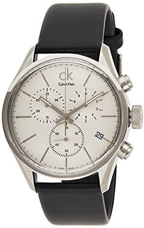 calvin klein watch front white dial black strap