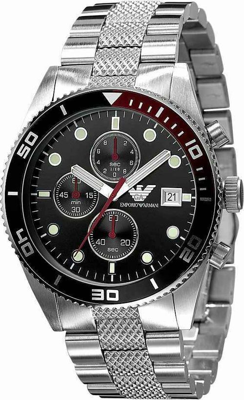 emporio armani bracelet watch with black dial for men front