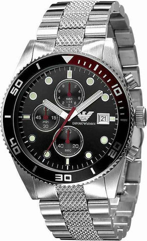 emporio armani bracelet watch with black dial for men front