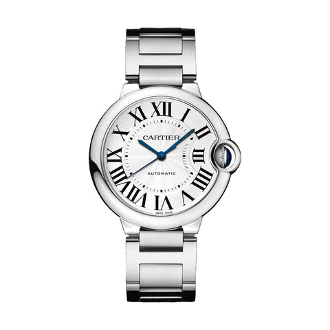 cartier automatic watch with bracelet white dial and roman numbers