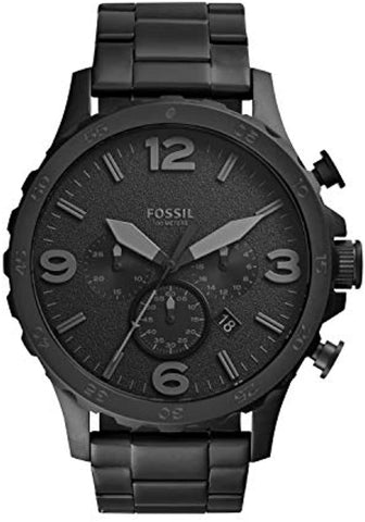 fossil black bracelet men watch with jet black dial front