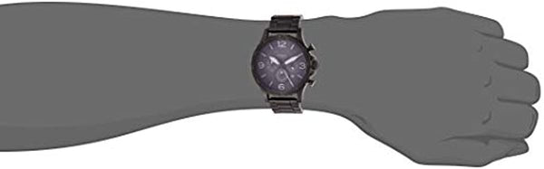 fossil black bracelet men watch with jet black dial on wrist size